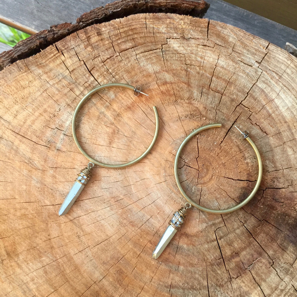 Artisan Jewelry - CRYSTAL VISIONS BRASS HOOP HANDMADE IN CALIFORNIA